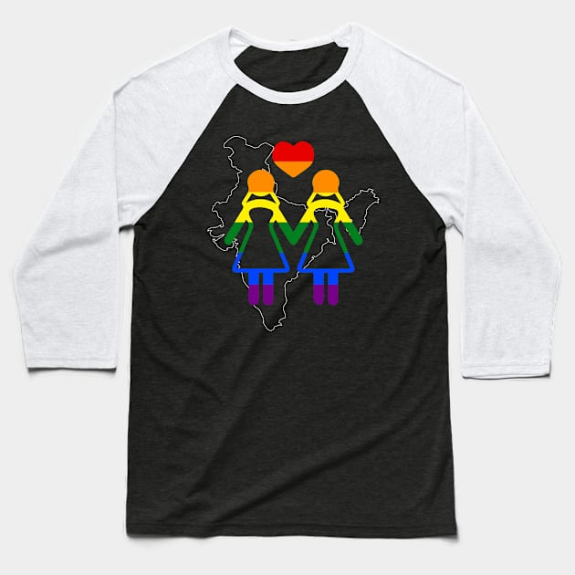 India Lesbian Pride Shirt Celebrate Lesbian Rights In India Baseball T-Shirt by sheepmerch